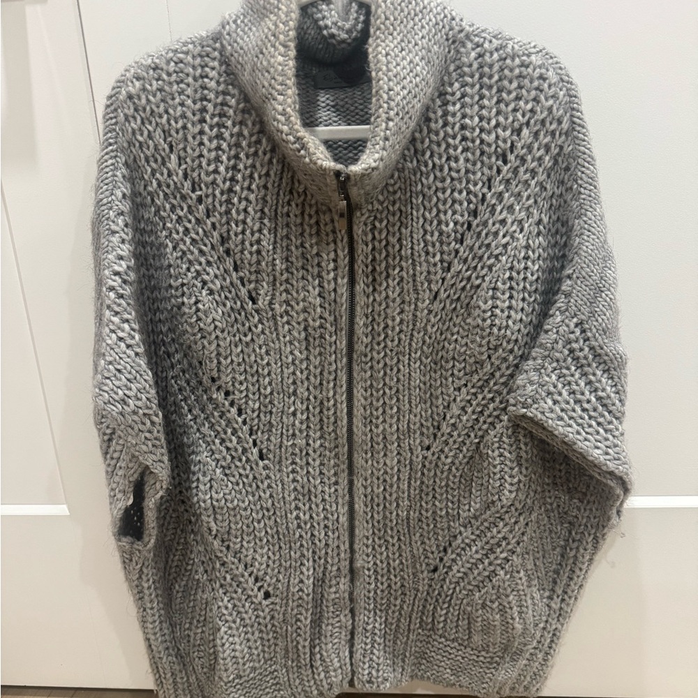 Cozy Gray Knit Poncho